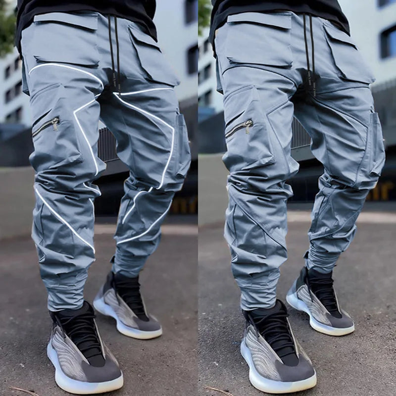 LUMEN Reflective Cargo Joggers — Multi-Pocket