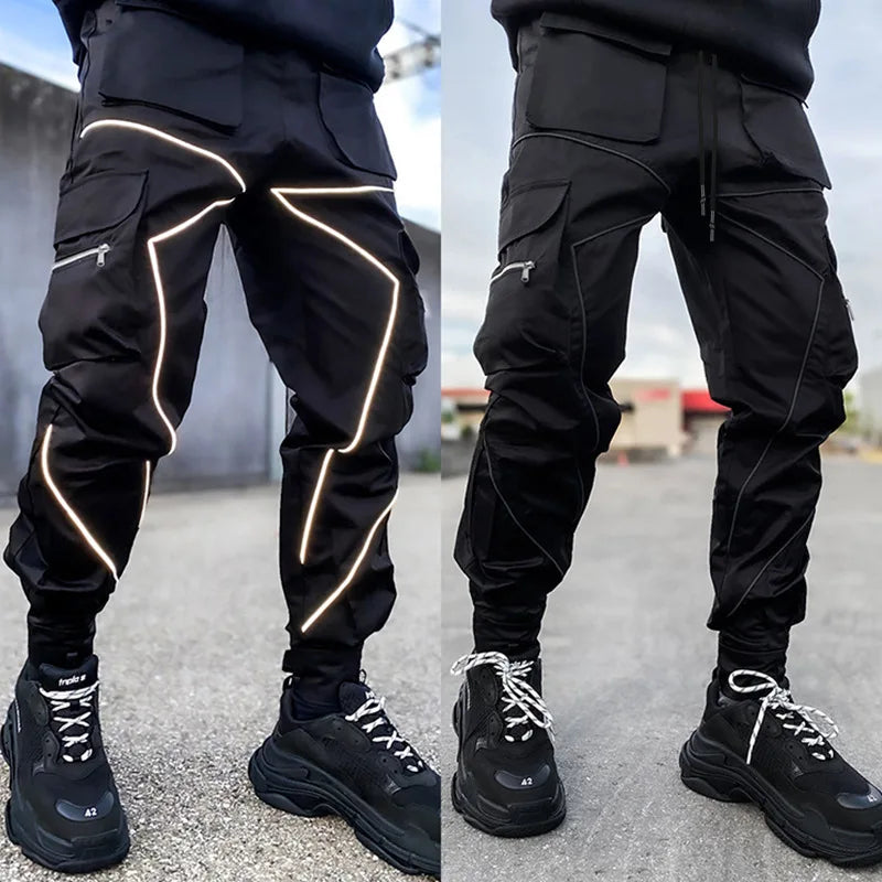 LUMEN Reflective Cargo Joggers — Multi-Pocket
