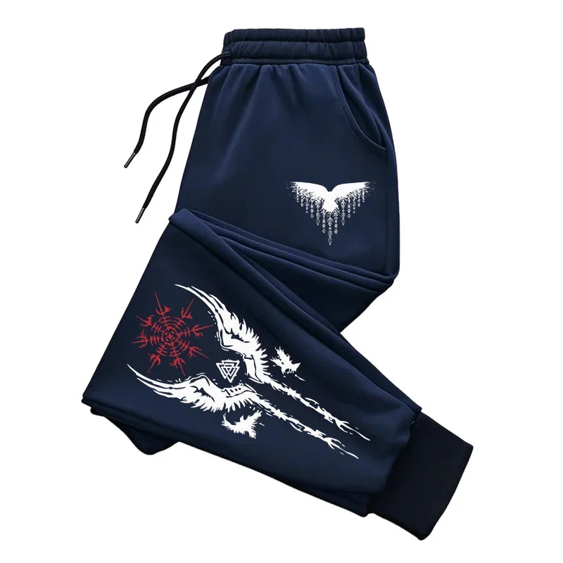 Runestone Drift - Vintage Viking Print Jogger Sweatpants