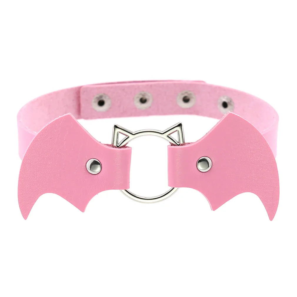 Pink Spike Rivet Choker – Gothic Punk Statement
