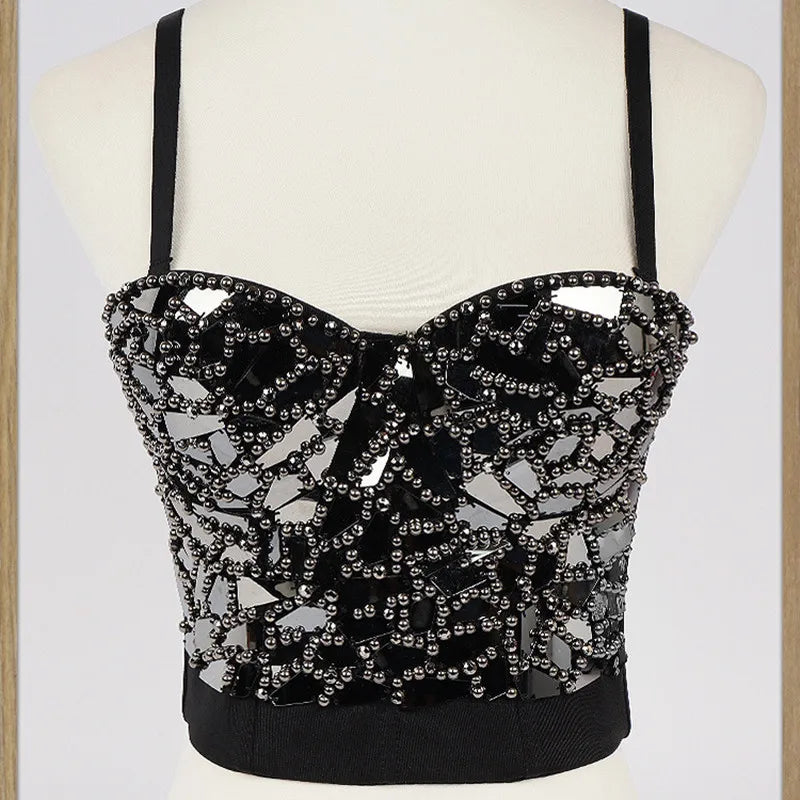 GoldenGlam™ Steampunk Beaded Sequin Corset Bralette