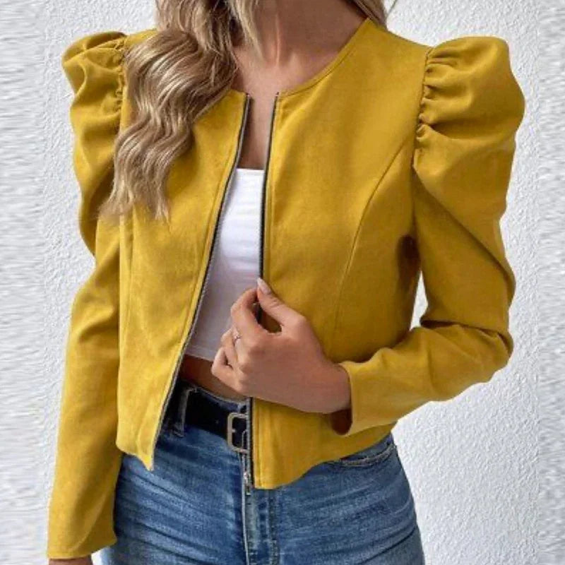 Noir Orbit Puff-Sleeve Jacket