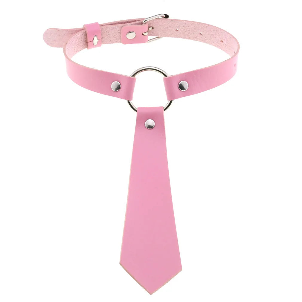Pink Spike Rivet Choker – Gothic Punk Statement
