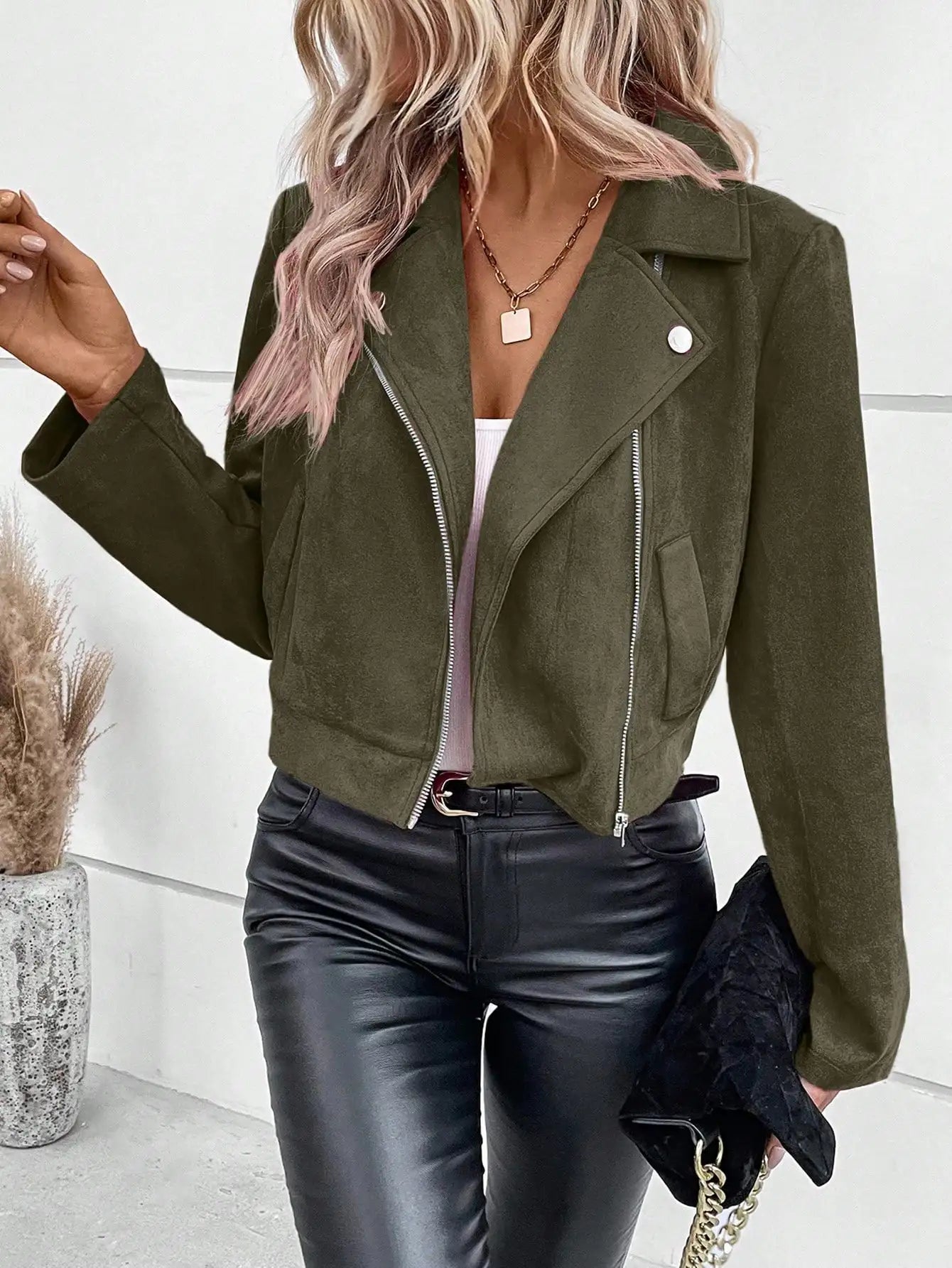 Women’s Jacket — Solid, Turn-Down Collar, Long Sleeve, Autumn/Winter