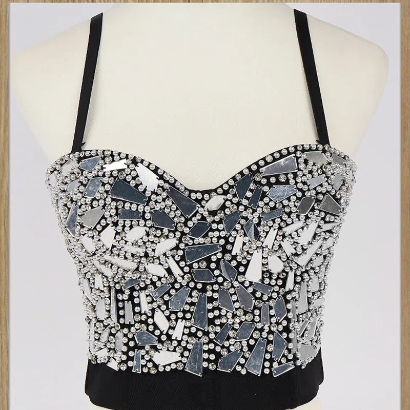 GoldenGlam™ Steampunk Beaded Sequin Corset Bralette