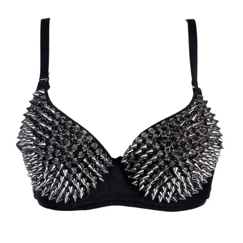DarkRivet™ Gothic Punk Bralette with Silver Studs