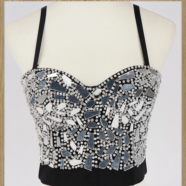 GoldenGlam™ Steampunk Beaded Sequin Corset Bralette