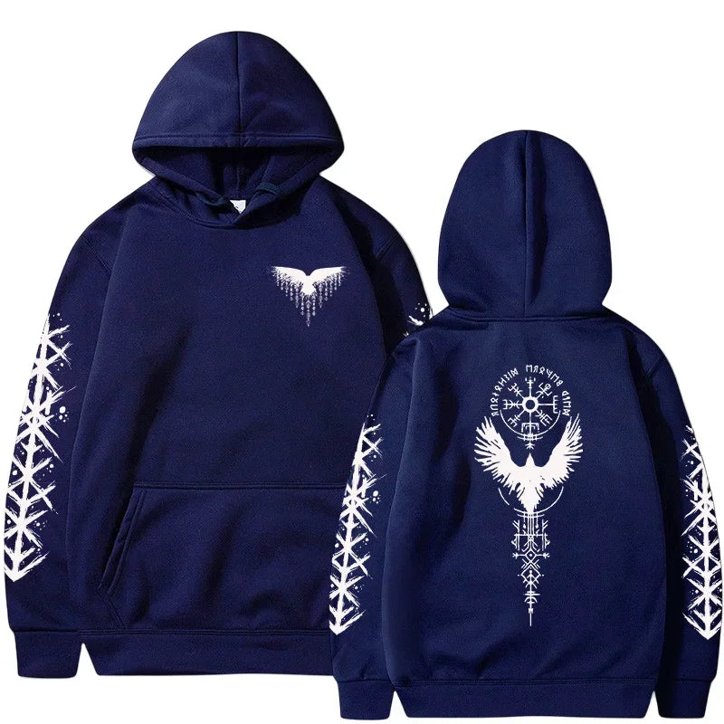 VÆRTEX//Y2K Viking Raven Hoodie – Urban Winter Streetwear