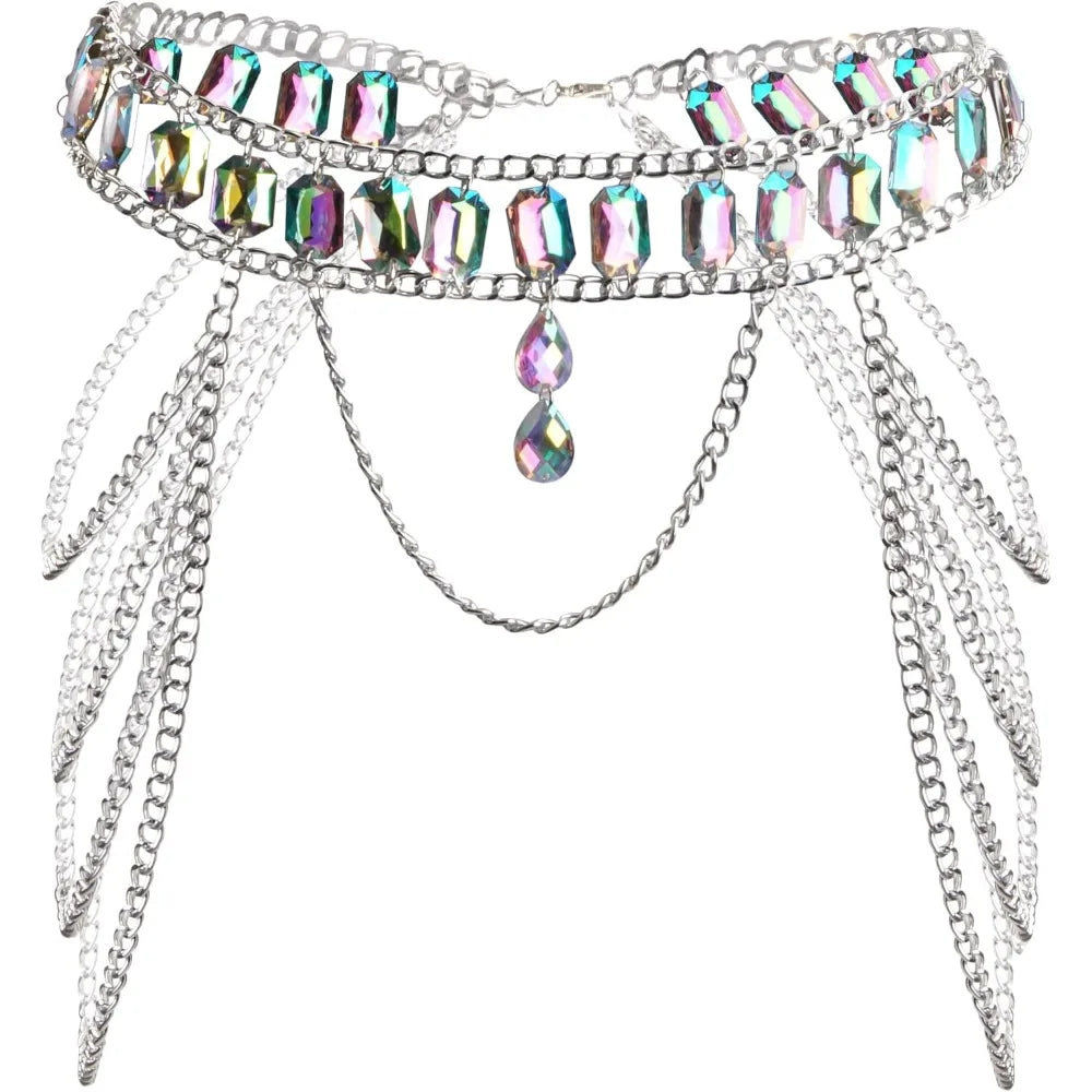 CrystalGlow Belly Chain – Festival Waist Jewelry for Rave Queens
