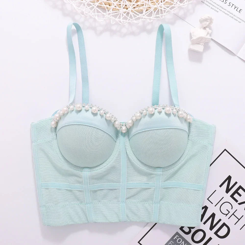 DiamondShine™ Y2K Sequin Push-Up Crop Top