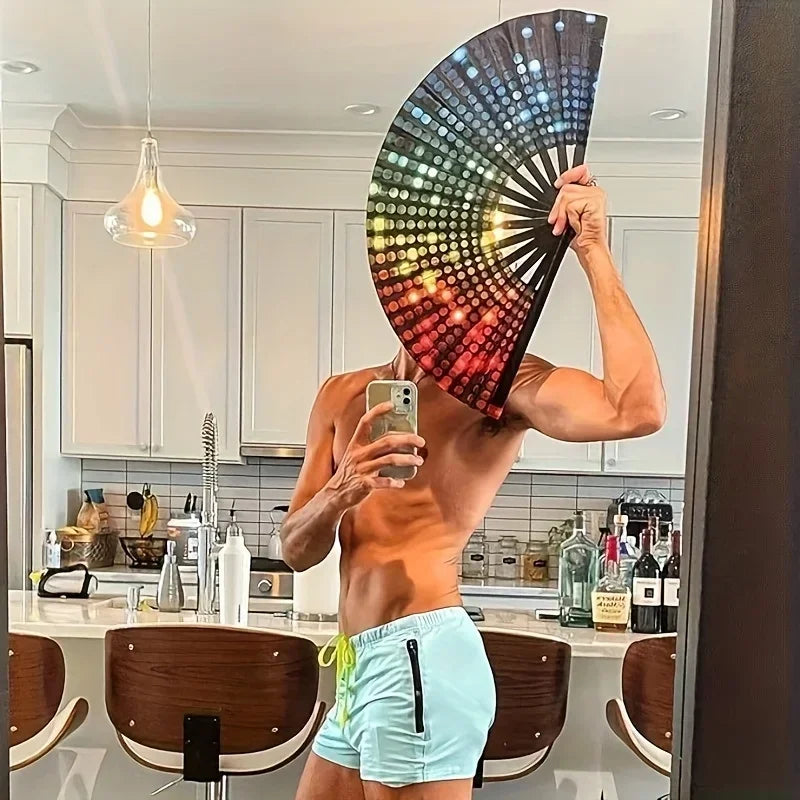 GlowRush Folding Fan – Fluorescent Vibe Fan for Dance & Daily Drip