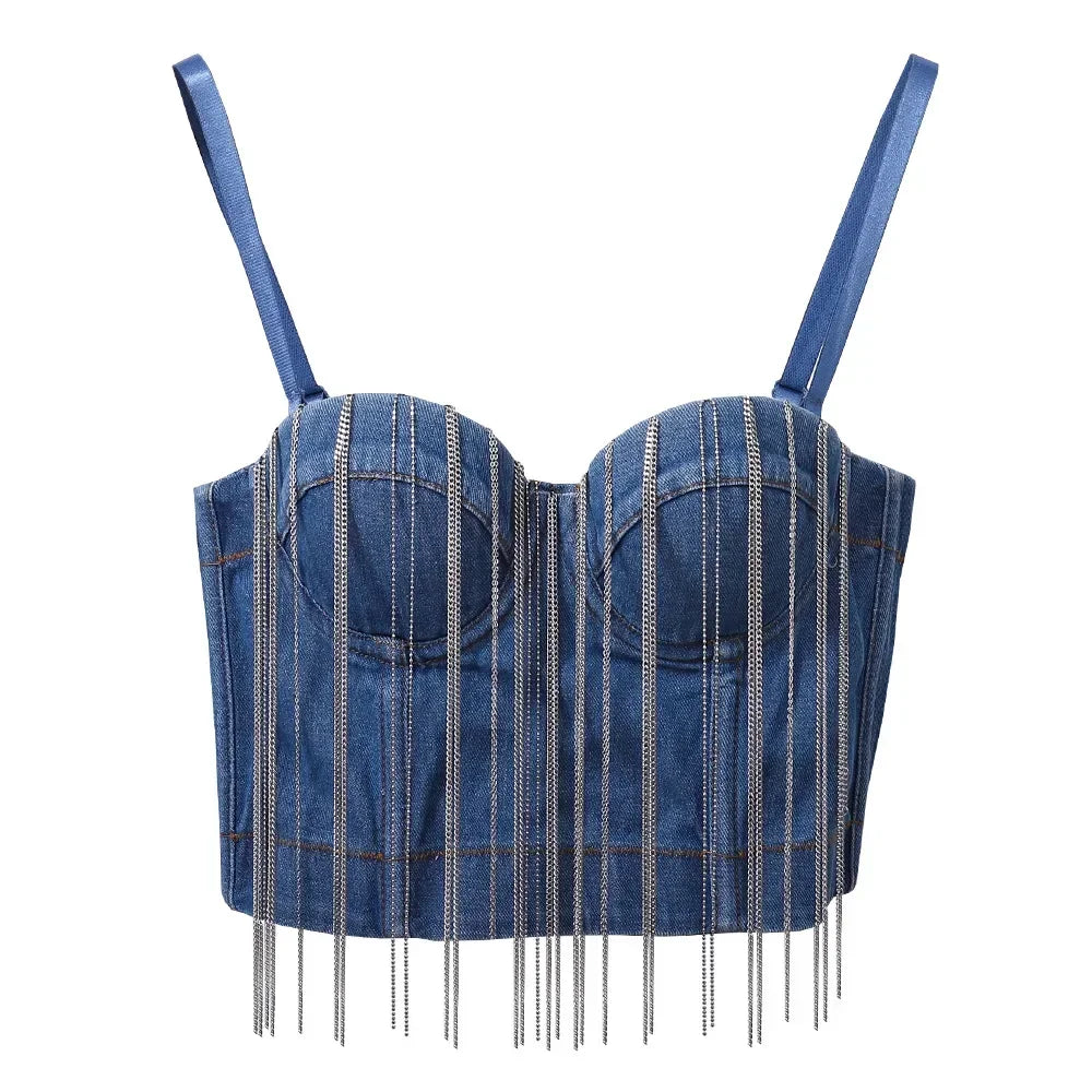 DiamondShine™ Y2K Sequin Push-Up Crop Top