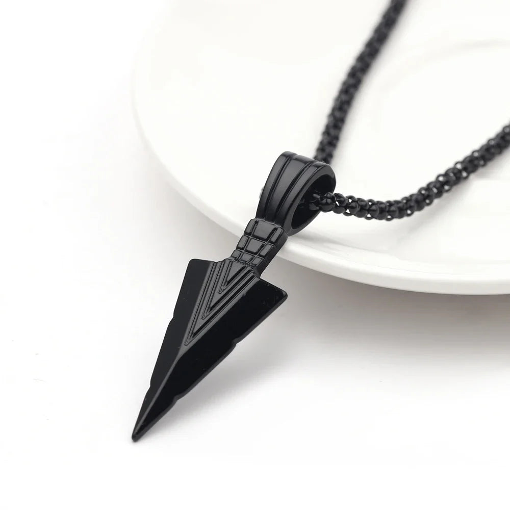 Shadow Arrow – Long Black Pendant Necklace