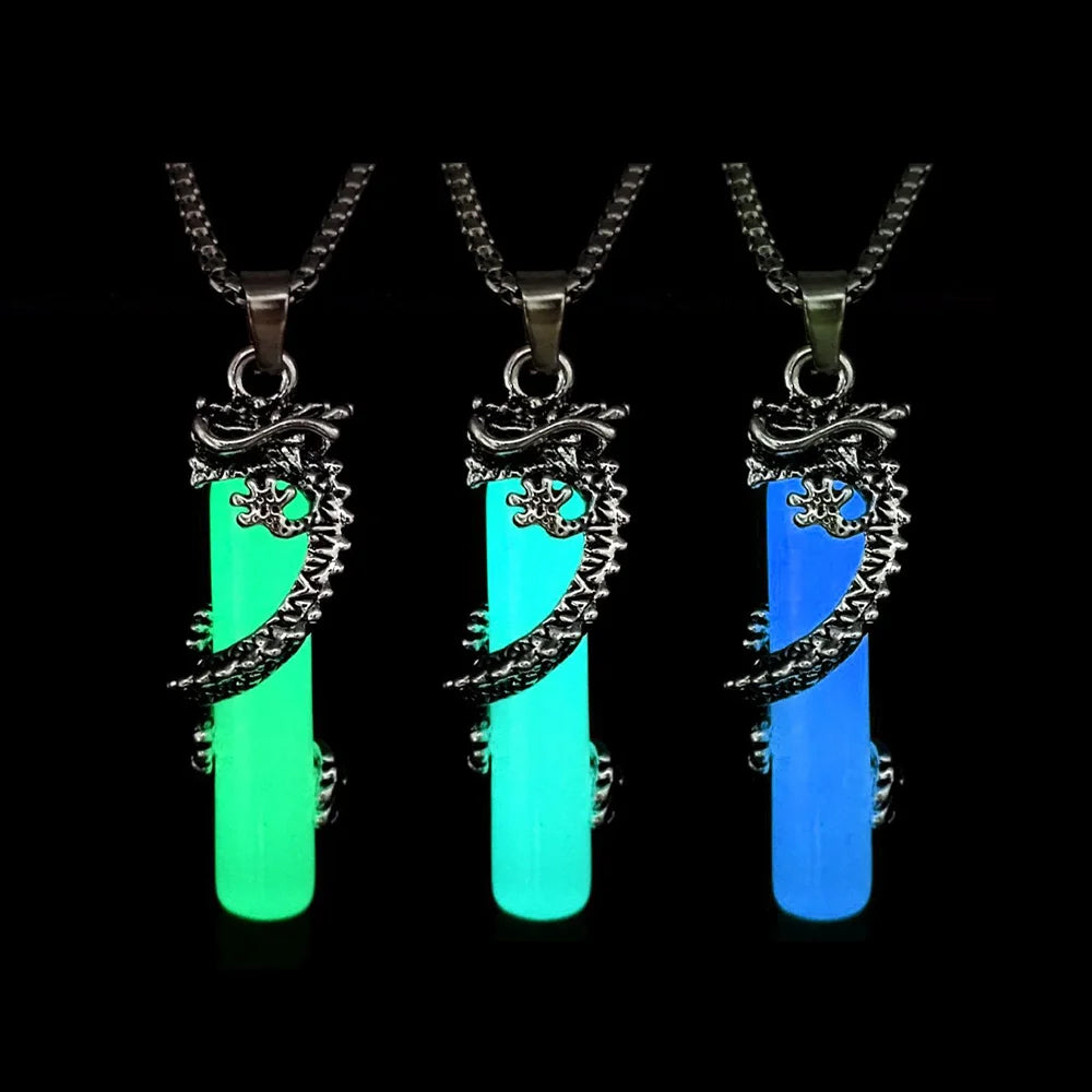 Drakon Core – Luminous Glow-in-the-Dark Pendant Necklace