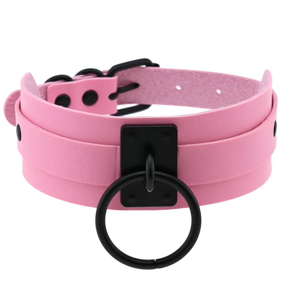 Pink Spike Rivet Choker – Gothic Punk Statement