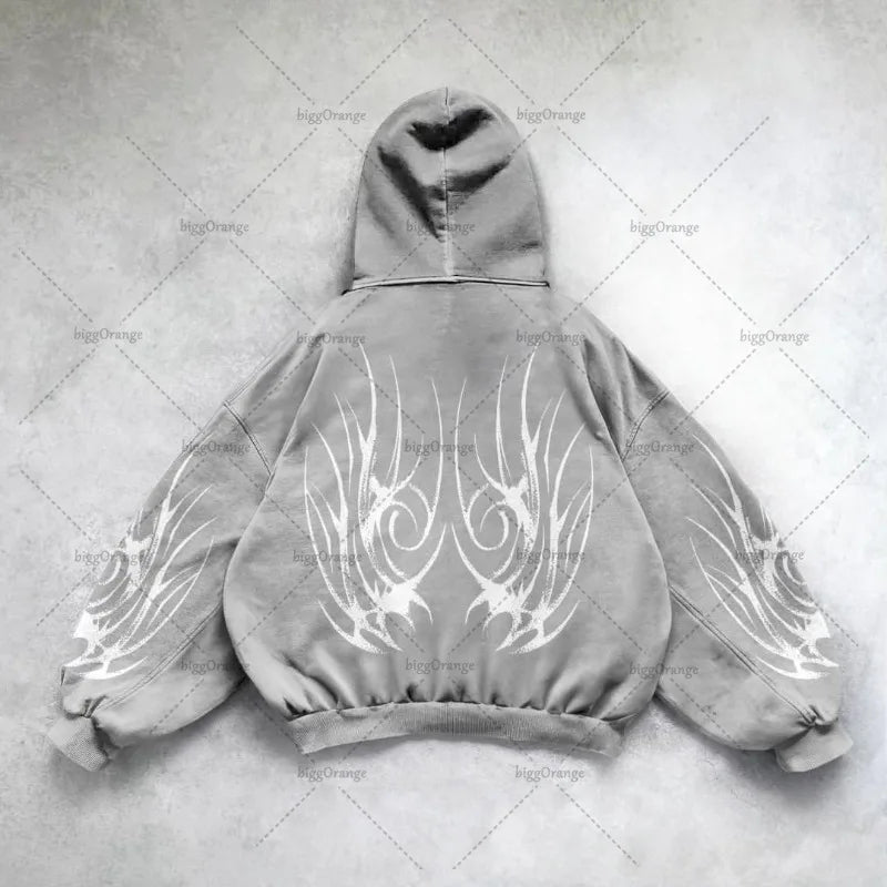URBANO//Y2K Punk Zip-Up Hoodie – Retro Harajuku Streetwear