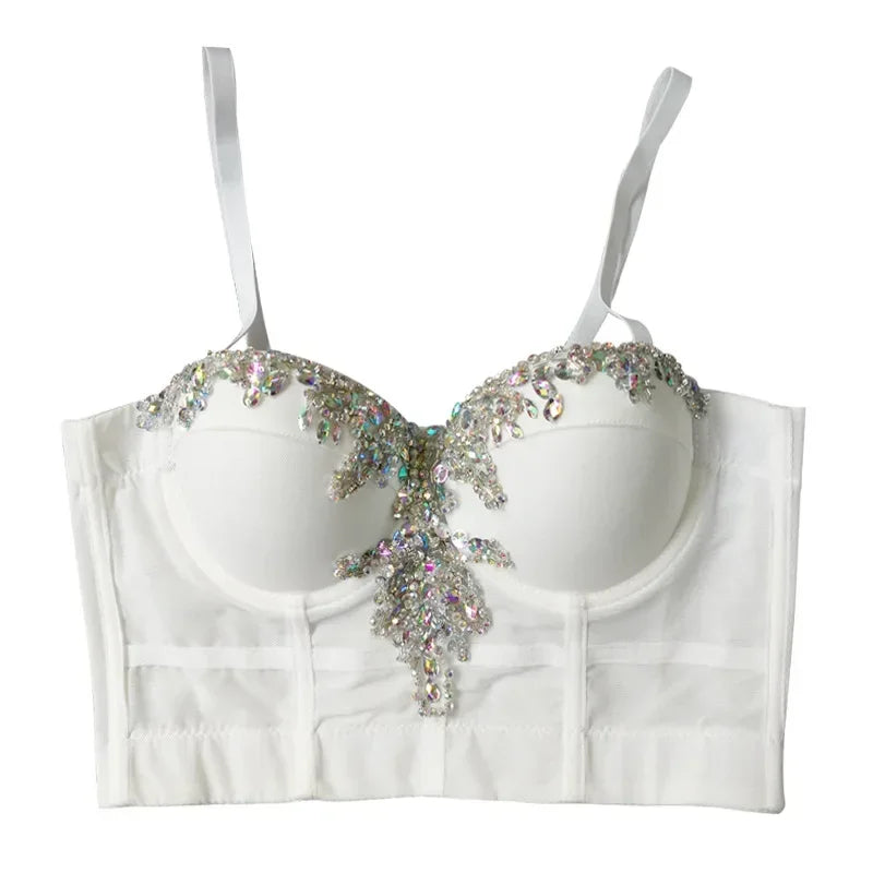 DiamondShine™ Y2K Sequin Push-Up Crop Top
