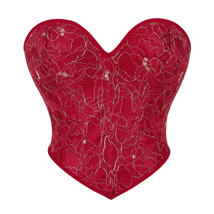 EleganceLace™ Overbust Corset Crop Top with Push-Up Design