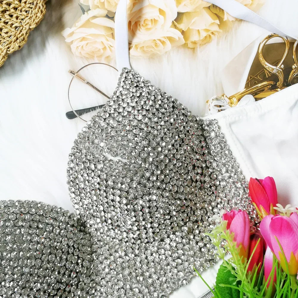 DiamondShine™ Y2K Sequin Push-Up Crop Top