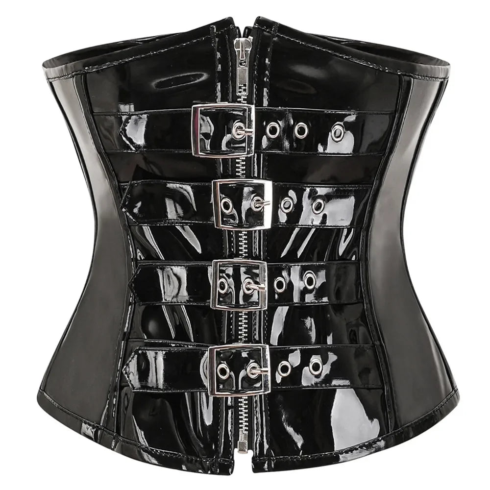 SteamGoth™ Steampunk Underbust PVC Leather Corset