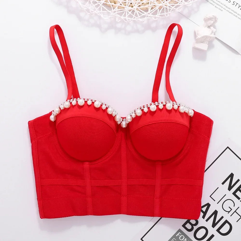 DiamondShine™ Y2K Sequin Push-Up Crop Top