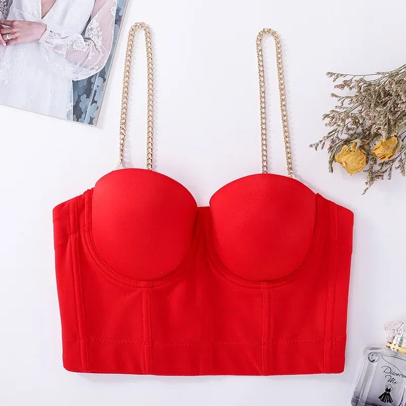 DiamondShine™ Y2K Sequin Push-Up Crop Top