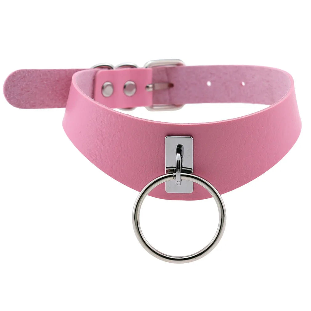 Pink Spike Rivet Choker – Gothic Punk Statement