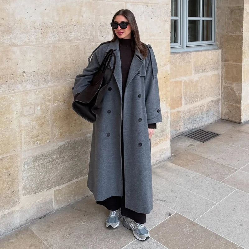 Midnight Trench Double-Breasted Coat