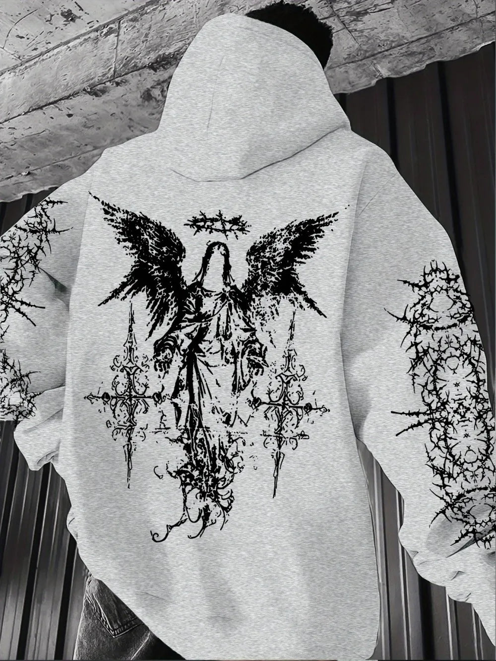 ANGEL//FALL Gothic Hoodie – Men’s Darkwear Street Layer for Autumn & Winter