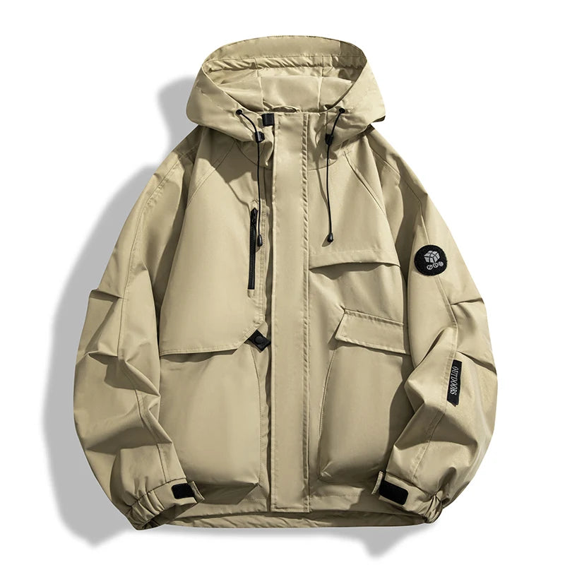 Outdoor Windproof Hooded Jacket 2025 New Sports Waterproof Jacket Casual Zipper Jacket Functional Casual Work Fashionable Coat