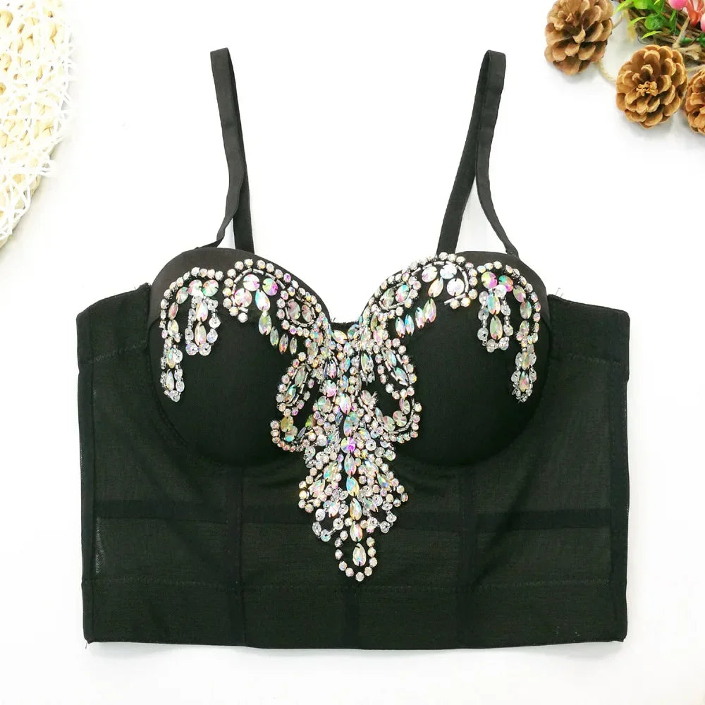 DiamondShine™ Y2K Sequin Push-Up Crop Top