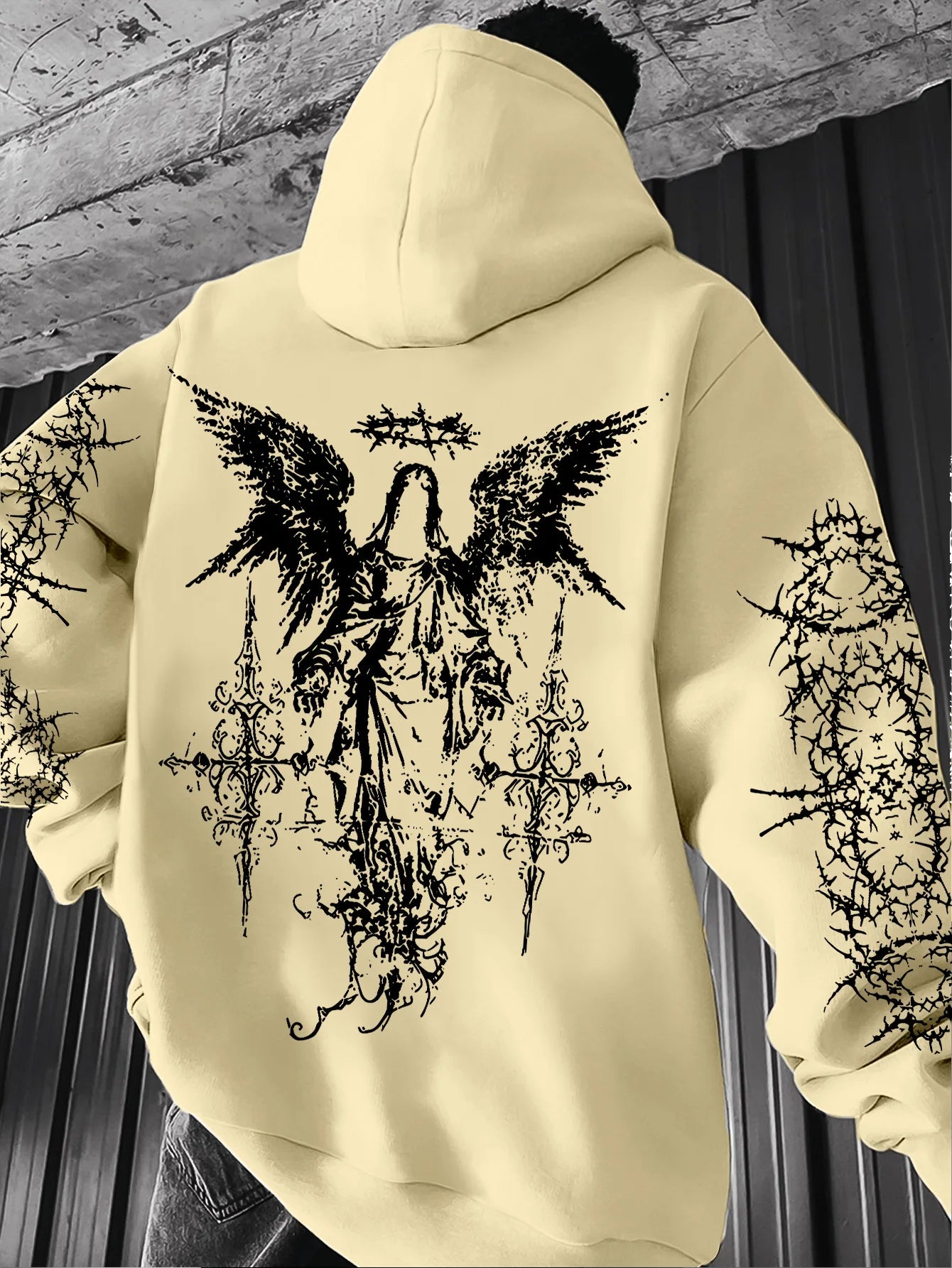 ANGEL//FALL Gothic Hoodie – Men’s Darkwear Street Layer for Autumn & Winter