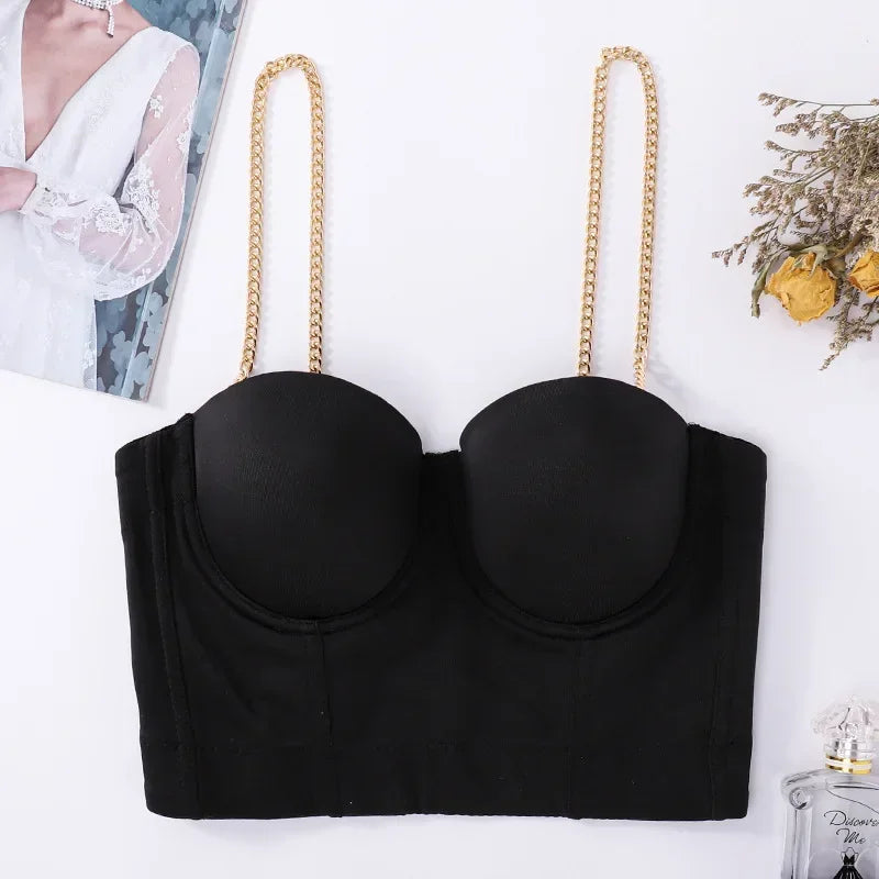 DiamondShine™ Y2K Sequin Push-Up Crop Top