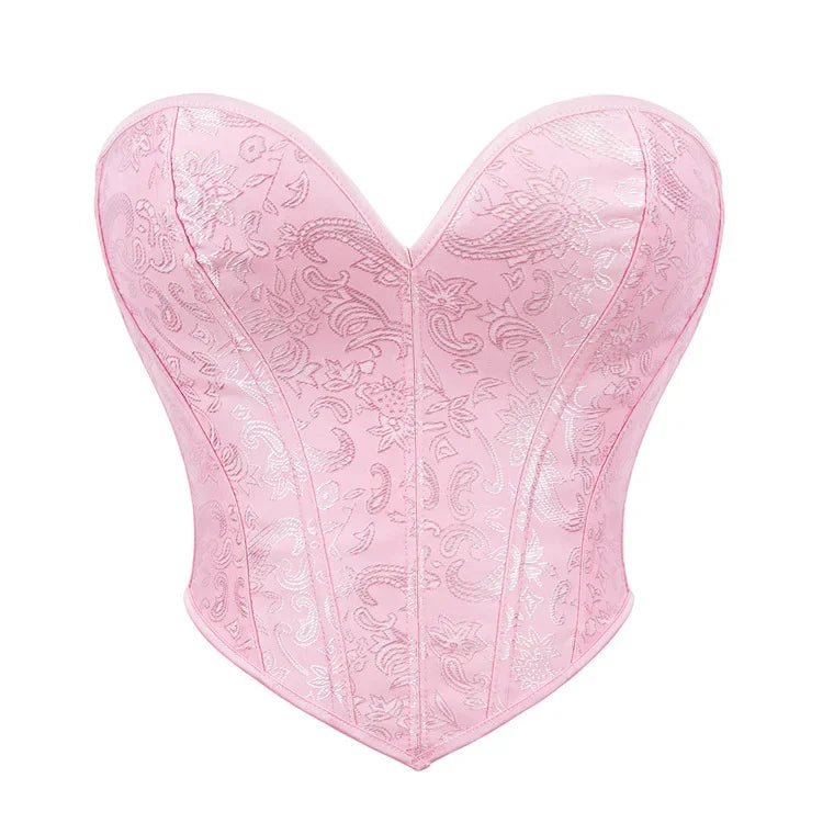 EleganceLace™ Overbust Corset Crop Top with Push-Up Design