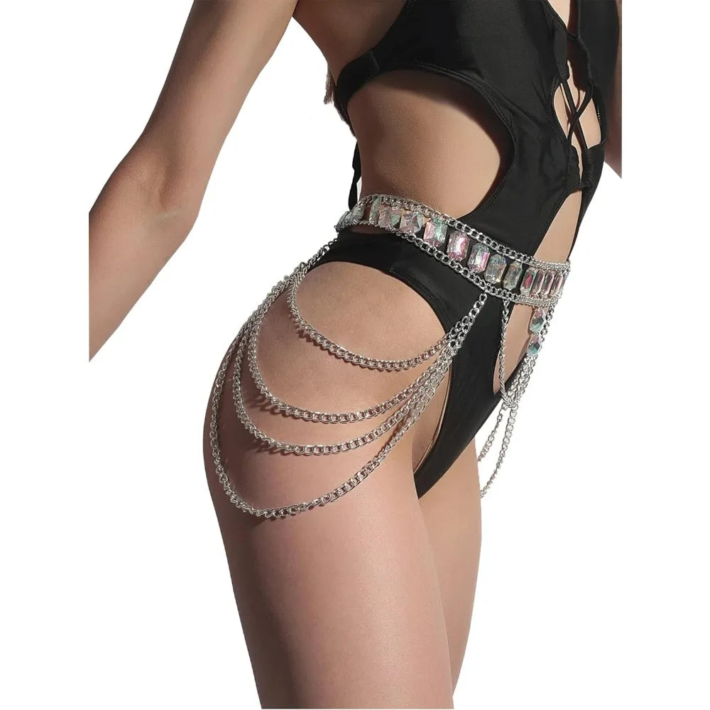CrystalGlow Belly Chain – Festival Waist Jewelry for Rave Queens