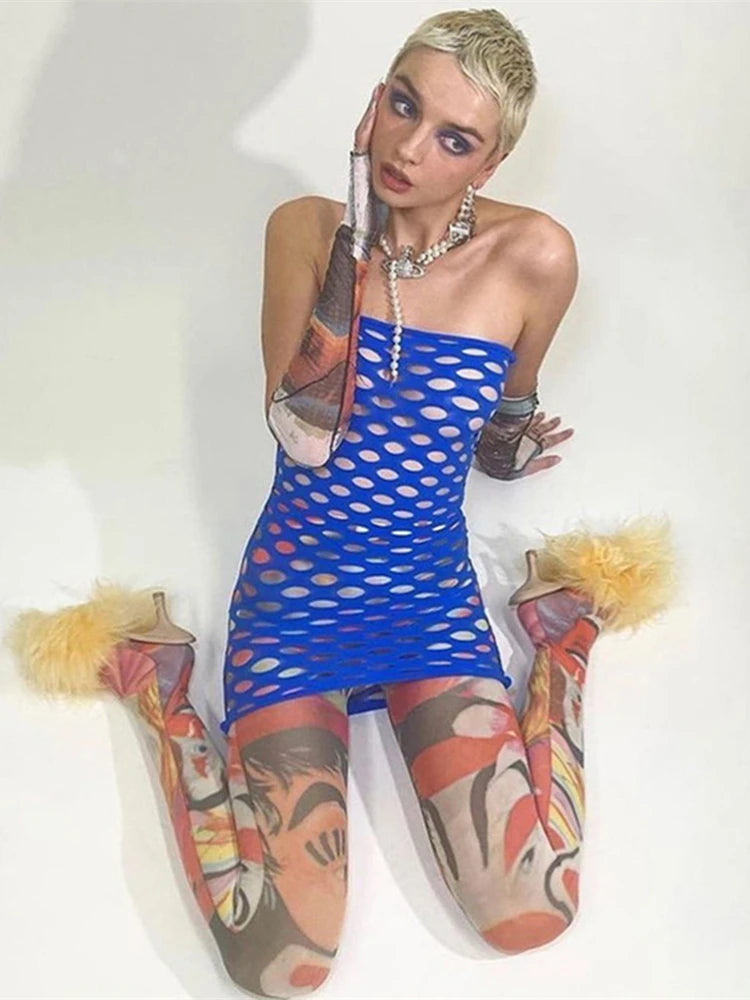 LUSTRA Night Mesh Bodycon Mini