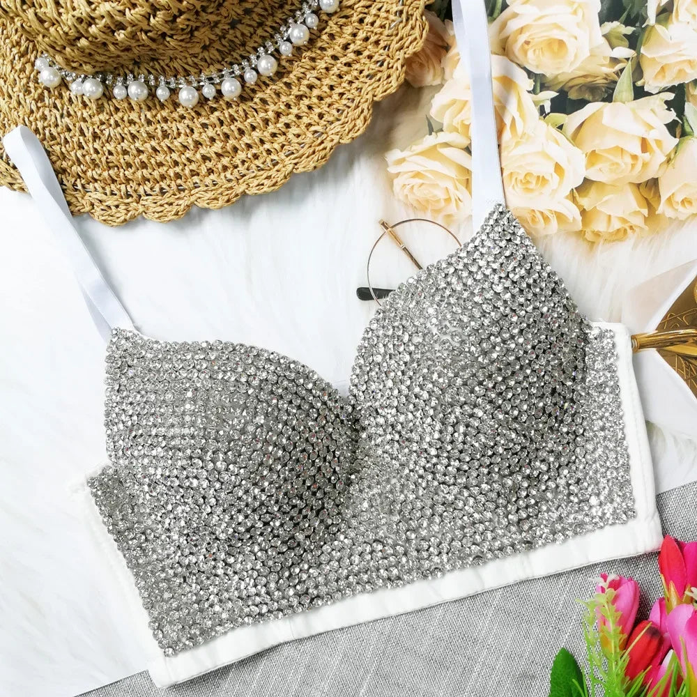 DiamondShine™ Y2K Sequin Push-Up Crop Top