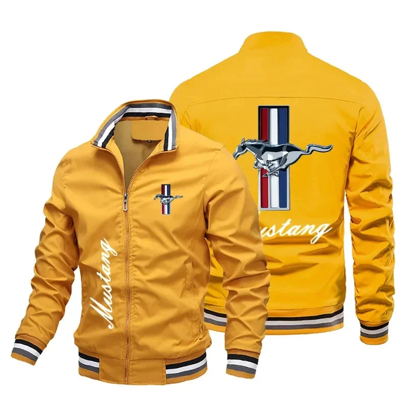 "UrbanVibe" Men’s Statement Coat – Large Logo, Detachable Hood, Loose Spring Outerwear