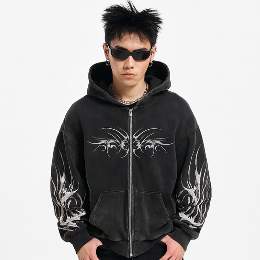 URBANO//Y2K Punk Zip-Up Hoodie – Retro Harajuku Streetwear