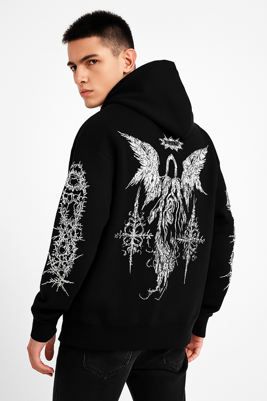 ANGEL//FALL Gothic Hoodie – Men’s Darkwear Street Layer for Autumn & Winter