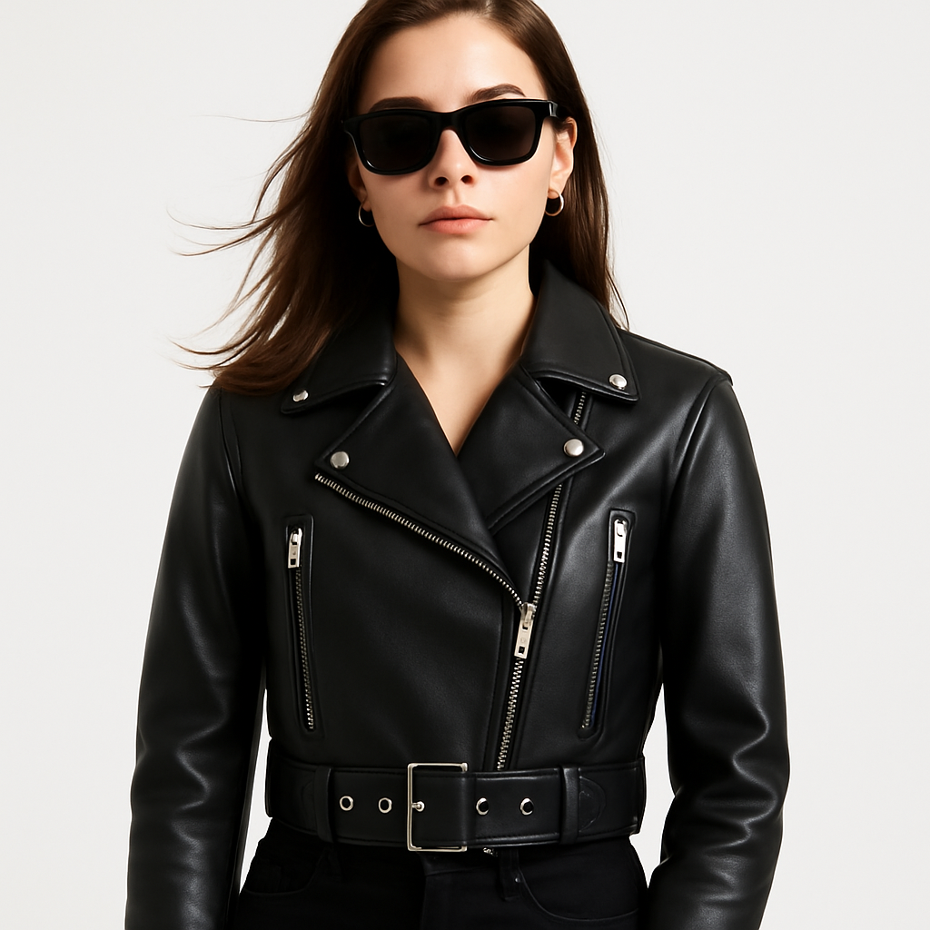 Iron Veil - Oversized Vintage Faux Leather Biker Jacket