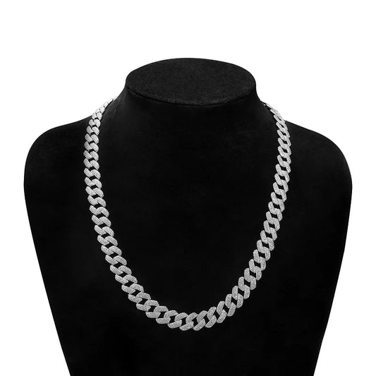 ICE-LINK Cuban Chain — 14mm, 925 Silver, Moissanite (Gold-Plated)