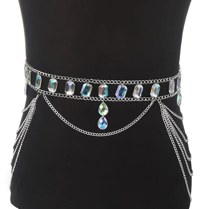 NeonDrip Rhinestone Body Chain – Festival Bra Harness & Waist Jewelry