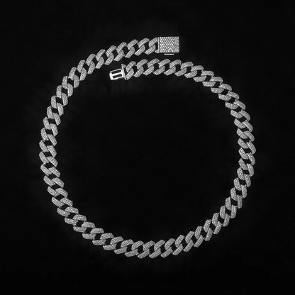 ICE-LINK Cuban Chain — 14mm, 925 Silver, Moissanite (Gold-Plated)