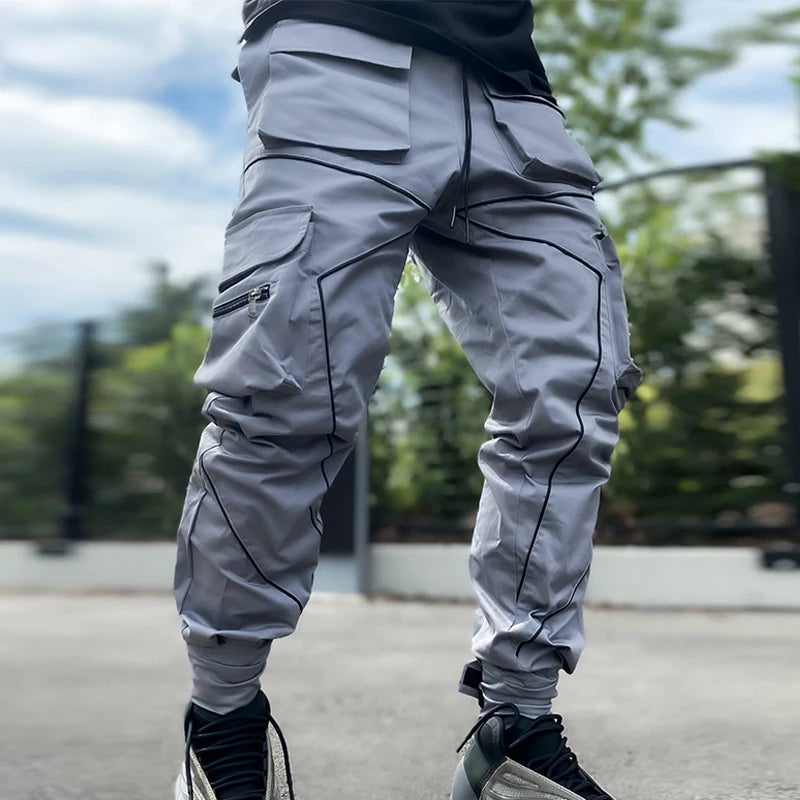LUMEN Reflective Cargo Joggers — Multi-Pocket