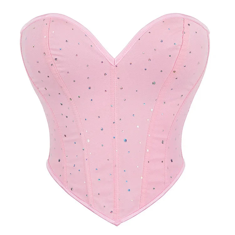 EleganceLace™ Overbust Corset Crop Top with Push-Up Design