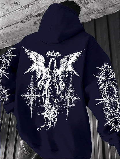 ANGEL//FALL Gothic Hoodie – Men’s Darkwear Street Layer for Autumn & Winter