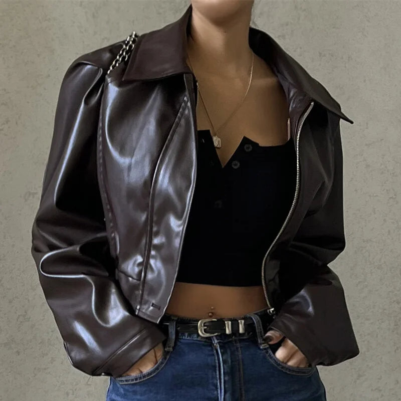 Volt Collar PU Short Jacket