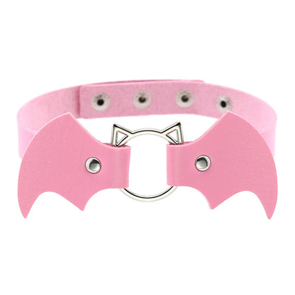 Pink Spike Rivet Choker – Gothic Punk Statement
