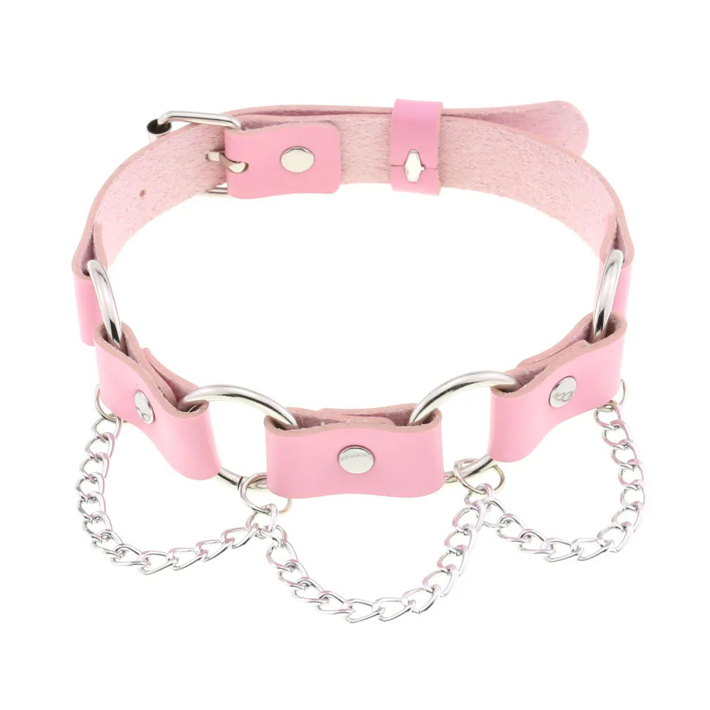 Pink Spike Rivet Choker – Gothic Punk Statement